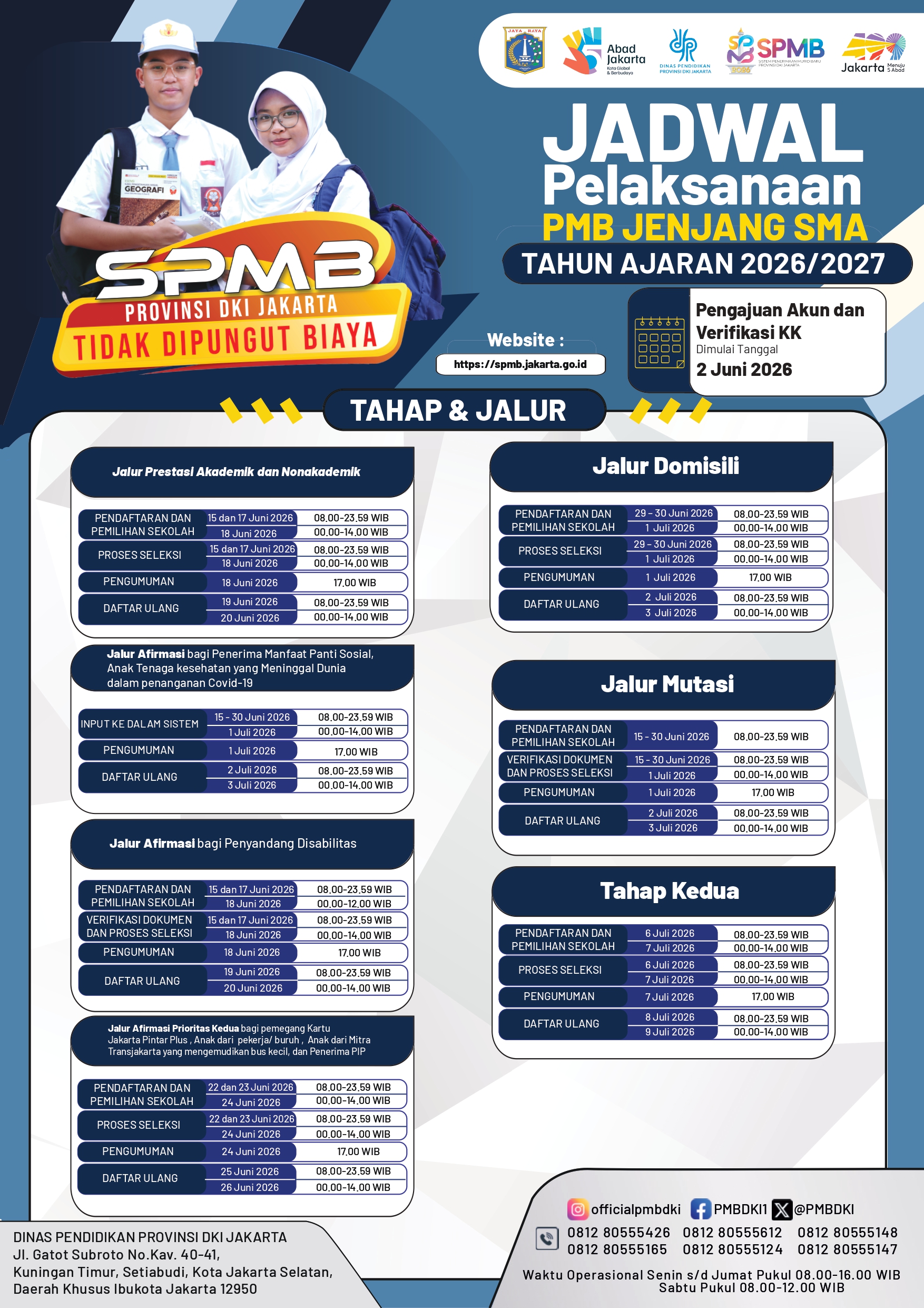 Jadwal Pelaksanaan SPMB Jenjang SMA Tahun Ajaran 2026 / 2027