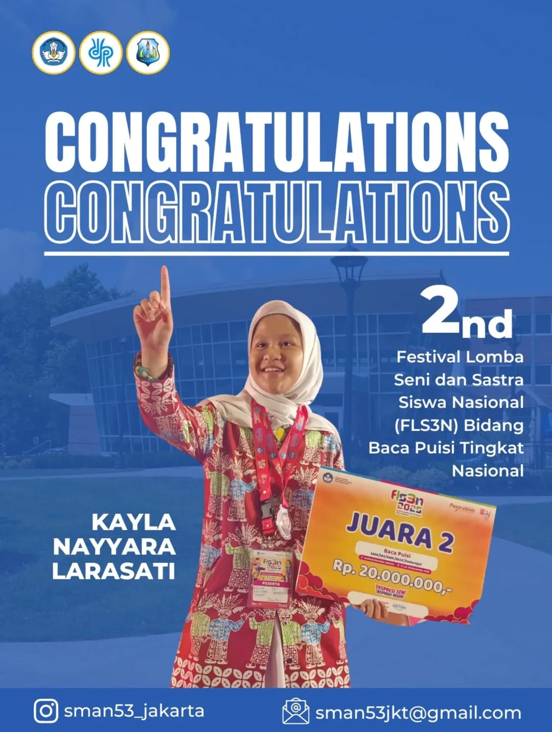 Prestasi Gemilang di Tingkat Nasional: Kayla Nayara Larasati Raih Juara 2 FLS3N